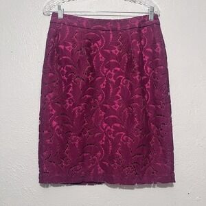 CAbi Womens Burgundy Pencil Skirt Lace Lined ‎ Size 6